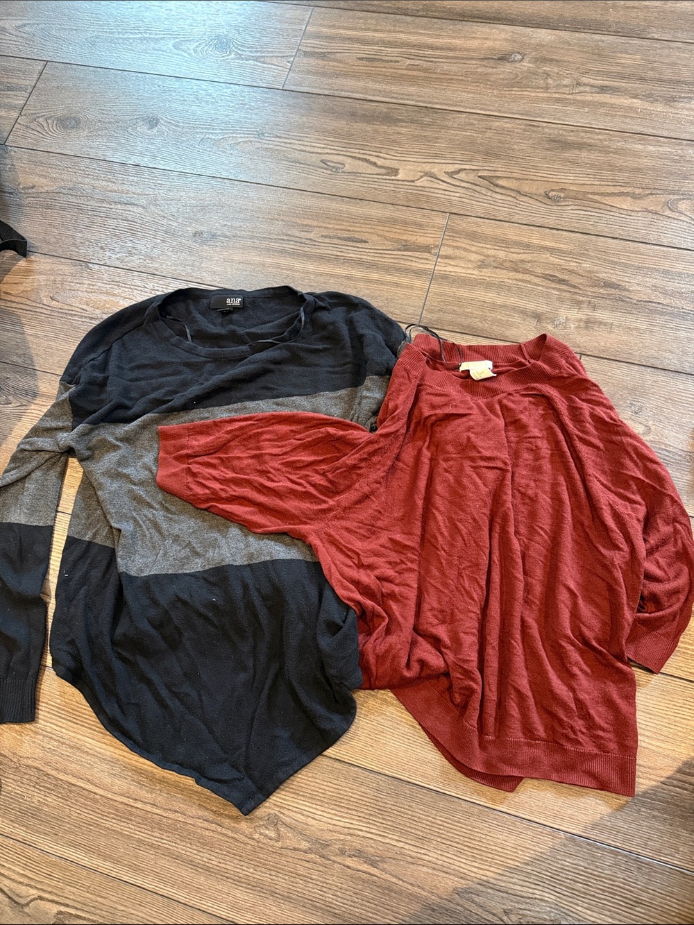 H&M Black & Gray Stripe Sweater and H&M Rust Red Sweater